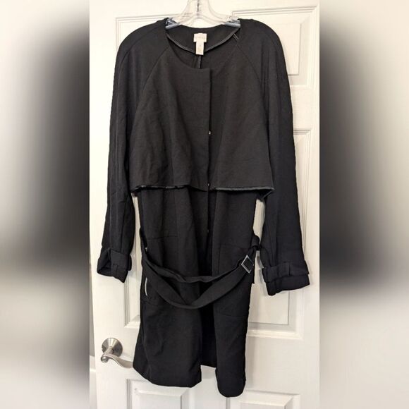 Chico’s Trench Topper long cardigan Jacket Black Plus 4/ XXL 20/22 Cottagecore - Picture 5 of 13